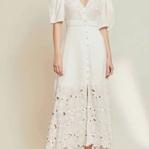 Veronica Beard Hope Eyelet Maxi Dress In White